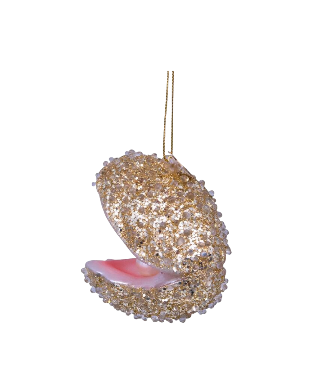 Ornament Glass Champagne Glitter Oyster (7 Cm)