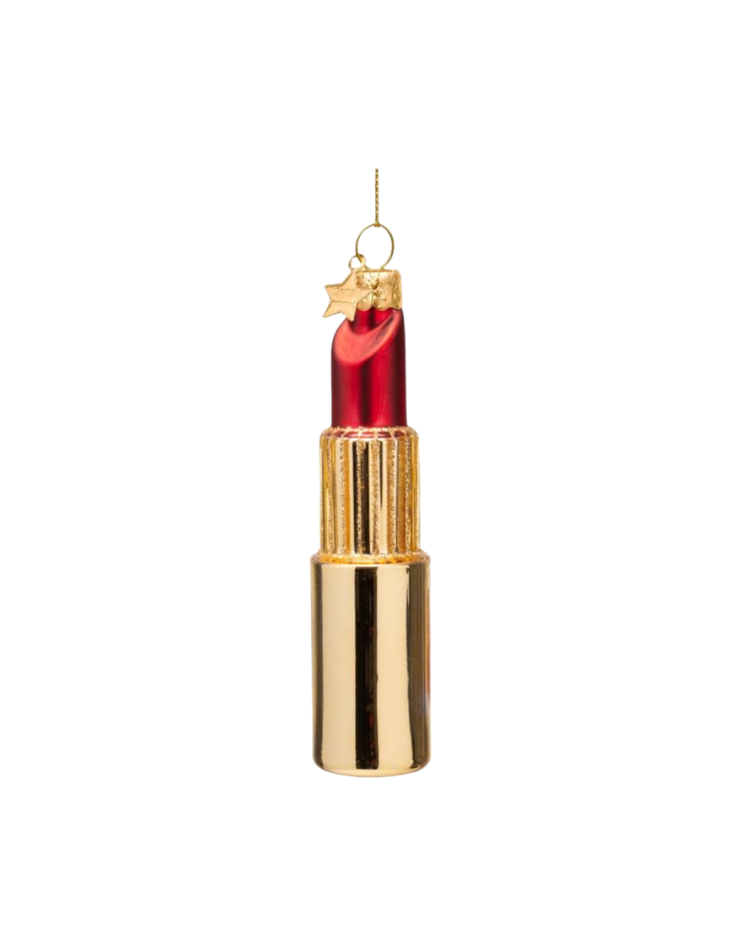Ornament Glass Shiny Gold/ Matt Red Pink Lipstick (11 Cm)