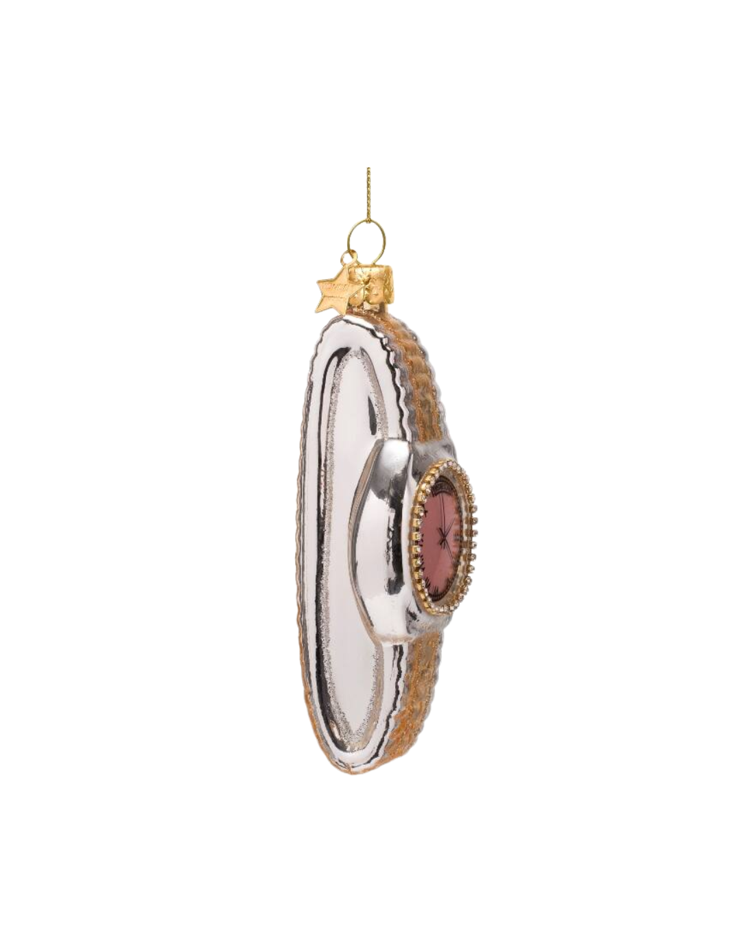 Ornament Glass Silver / Gold Watch With Pink (13 Cm)