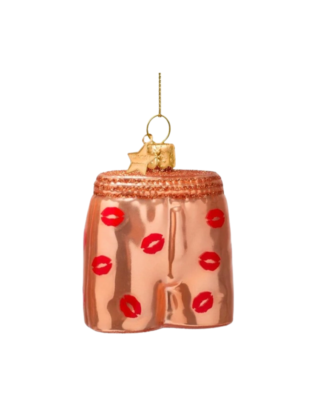 Ornament Glass Pink Orangeboxer Shorts W/kisses (6 Cm)