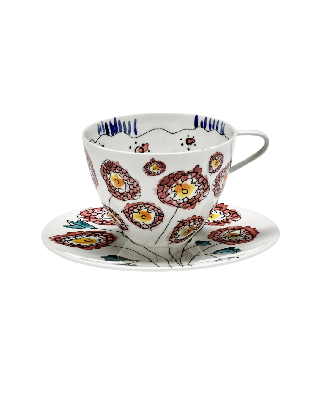Cappuccino Cup & Saucer Anemone Milk Mf (Set Of 2)