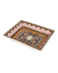 Rectangular Porcelain Tray With Paisley Foliage Motif