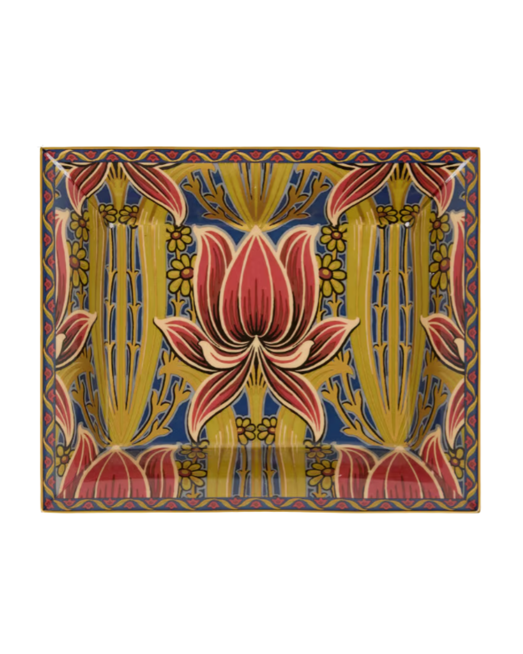 Rectangular Porcelain Tray With Floral Motif