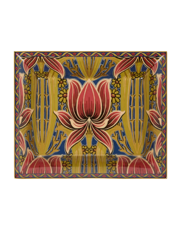 Rectangular Porcelain Tray With Floral Motif