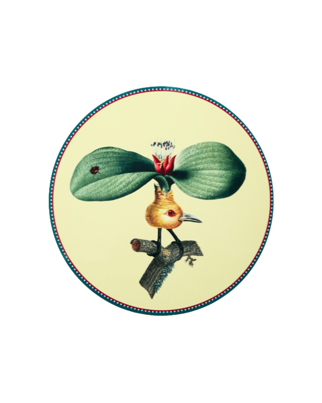 Leafflyer Pale Yellow in Cork Disk Placemat