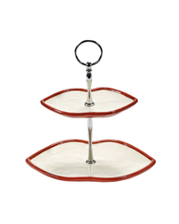 Two-tier Cake Stand Red - White Les Objets Mouleversants