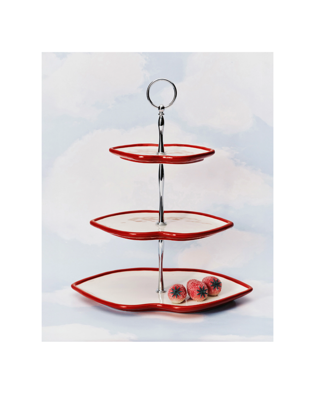Three-tier Cake Stand Red - White Les Objets Mouleversants