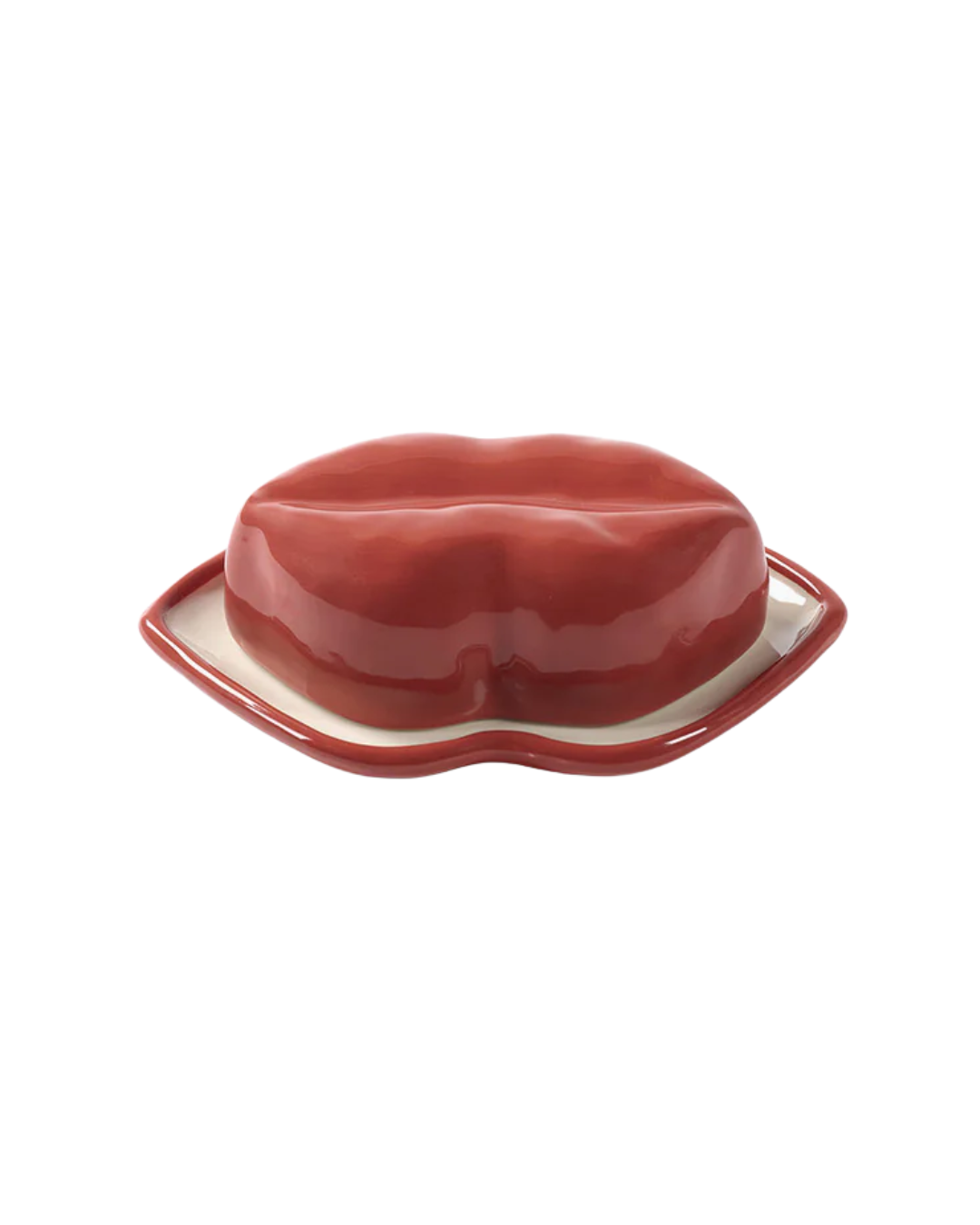 Dish With Lid Red - White Lips