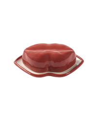 Dish With Lid Red - White Lips