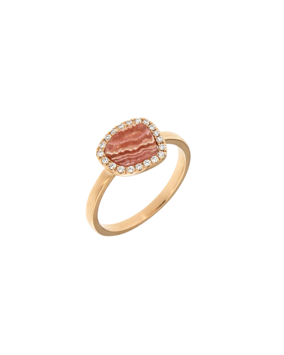 Ring With Rhodocrosite And Diamonds
