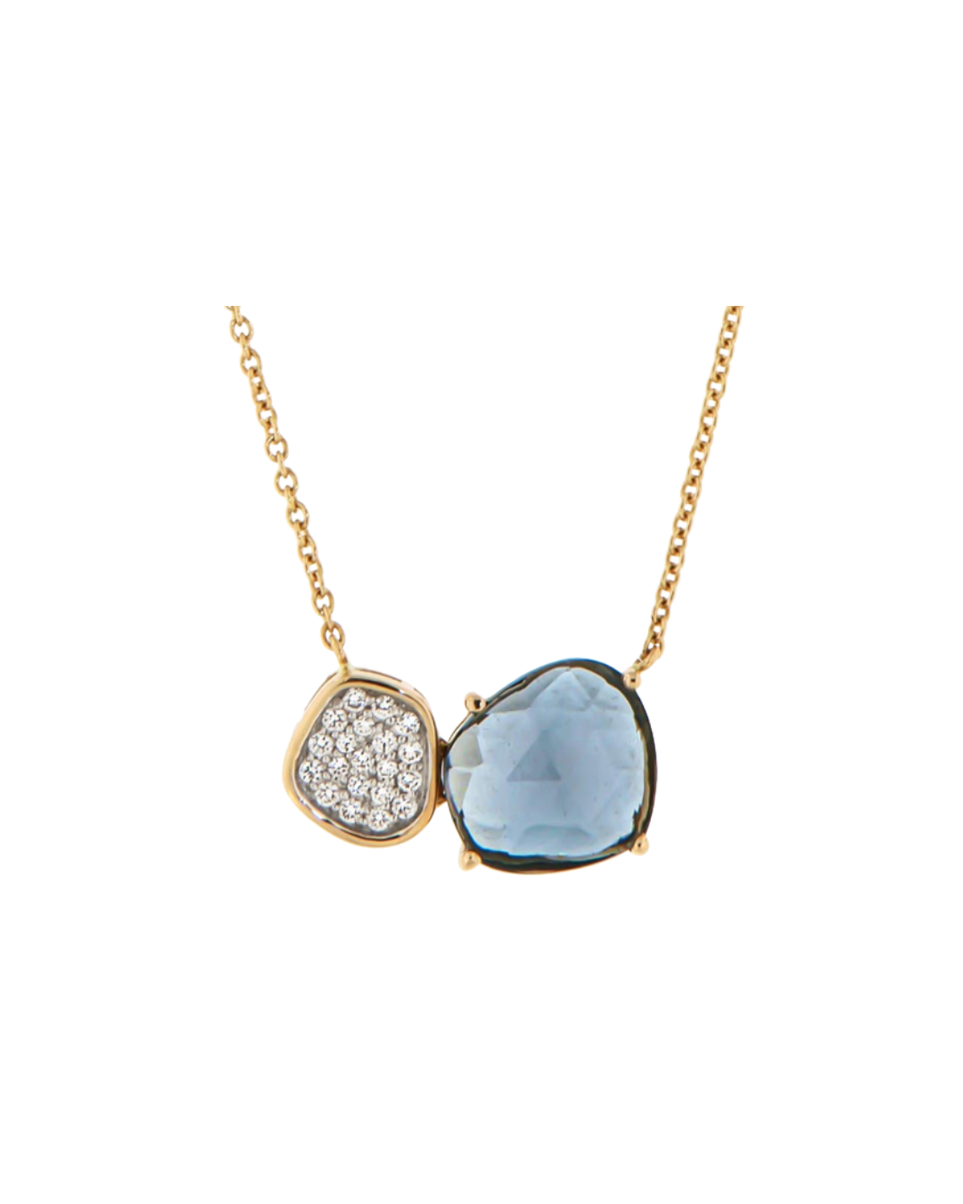 Necklace With London Blue Topaz And Diamonds (PAV/C07DBTL)