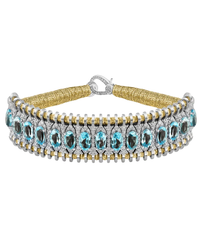 Santos Gold Bracelet W/ Topaz And Diamonds