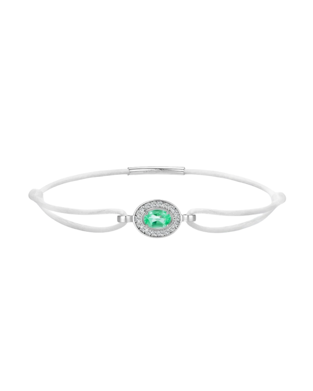 White Forever Bracelet W/ Emerald And Diamonds