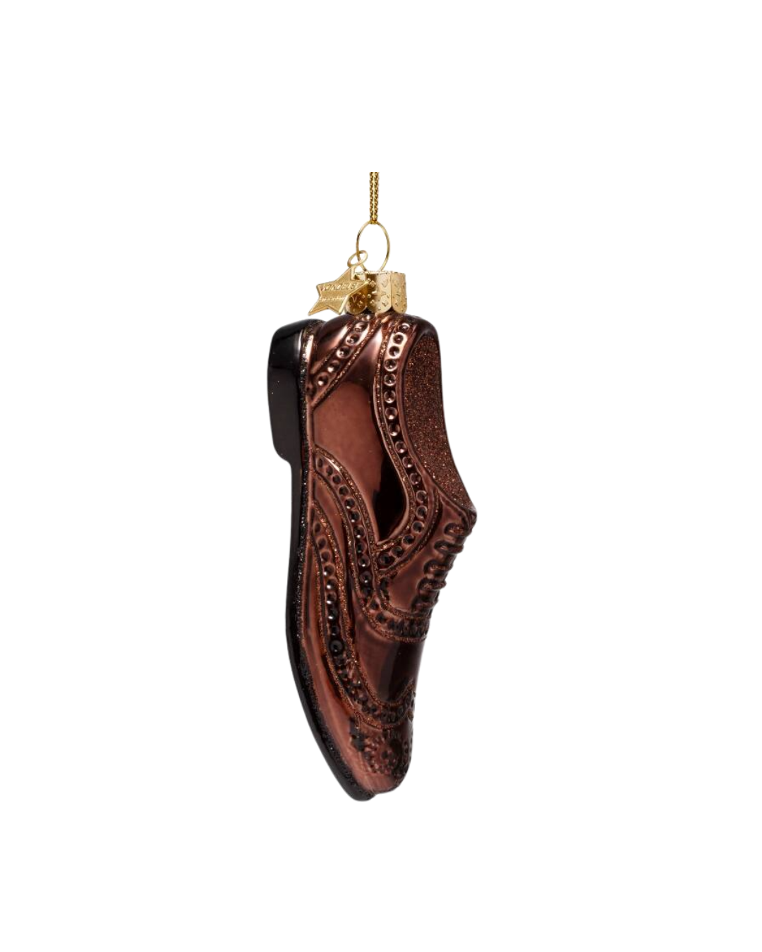 Ornament Glass Dark Brown Brogue Shoe (10 Cm)