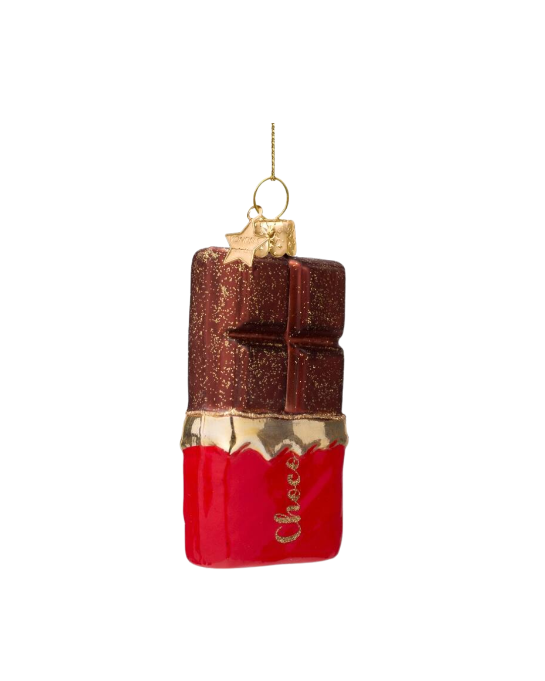 Ornament Glass Dark Brown Chocolate Bar (11 Cm)