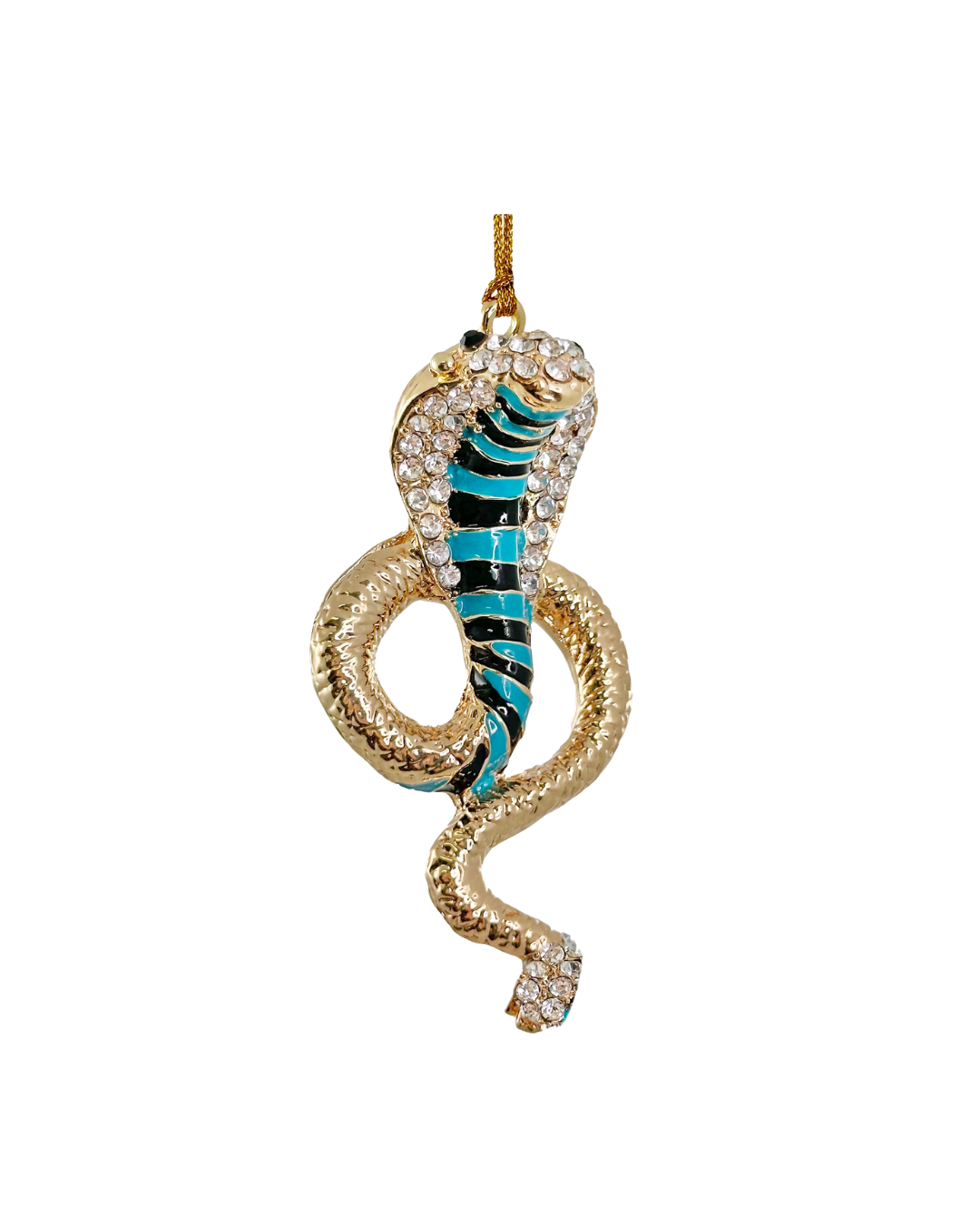 Metal Rhinestone Cobra Gold Blue Black (7 Cm)
