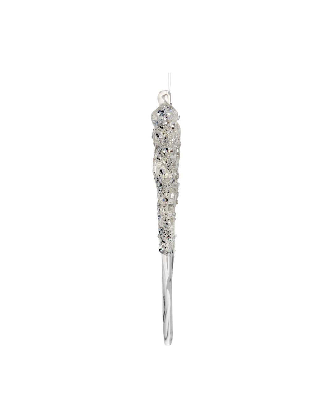 Glass Icicle Iced W/silver Glitter (25 Cm)