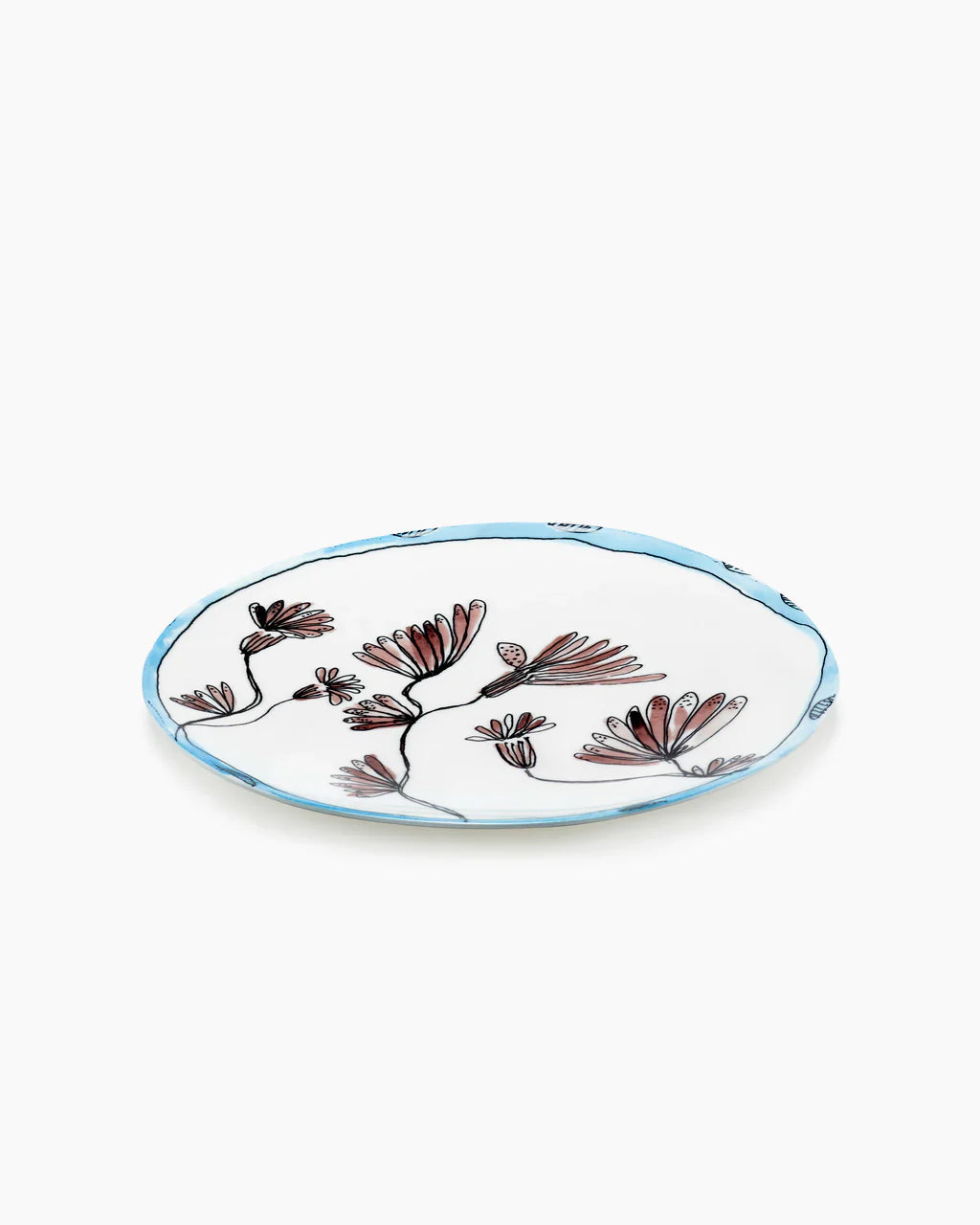 SERVING PLATE L CAMELIA AUBERGINE MIDNIGHT FLOWERS