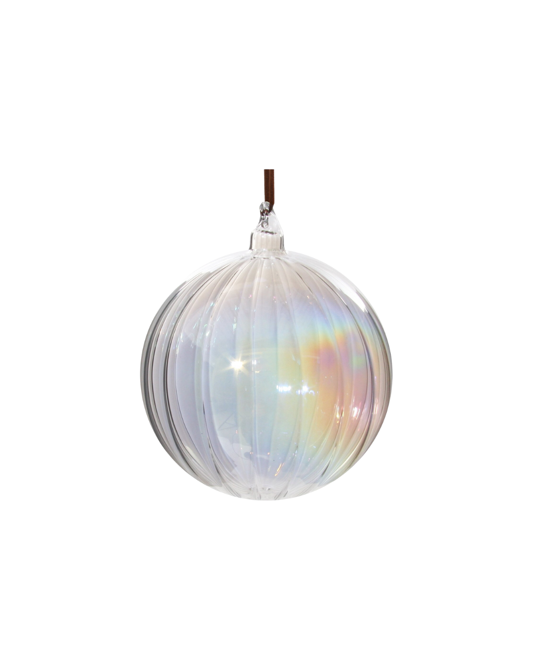 Glass Ball Lined Clear Iridescent (10 Cm)