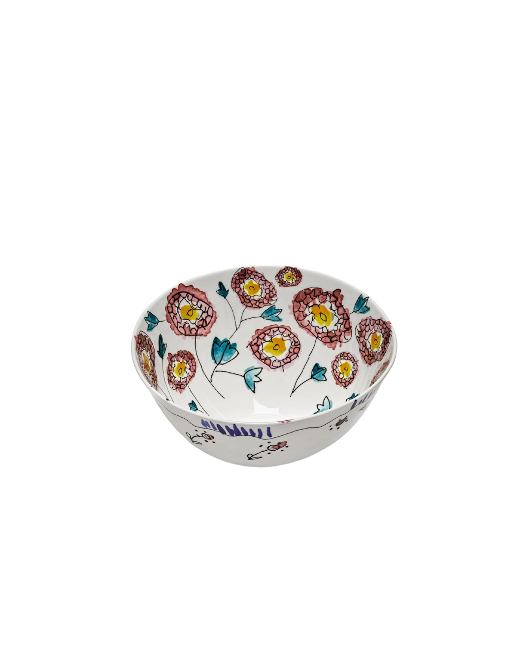 Serving Bowl M Anemone Milk Midnight Flowers - MARNI