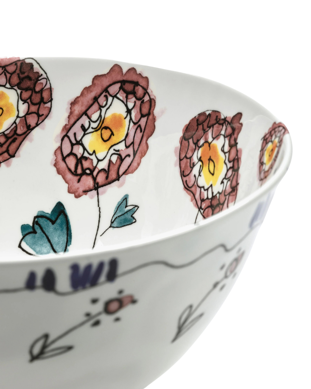 Serving Bowl M Anemone Milk Midnight Flowers - MARNI