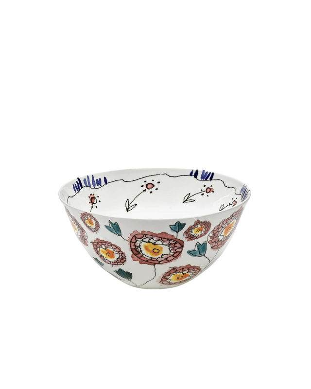 Serving Bowl L Anemone Milk Midnight Flowers - MARNI