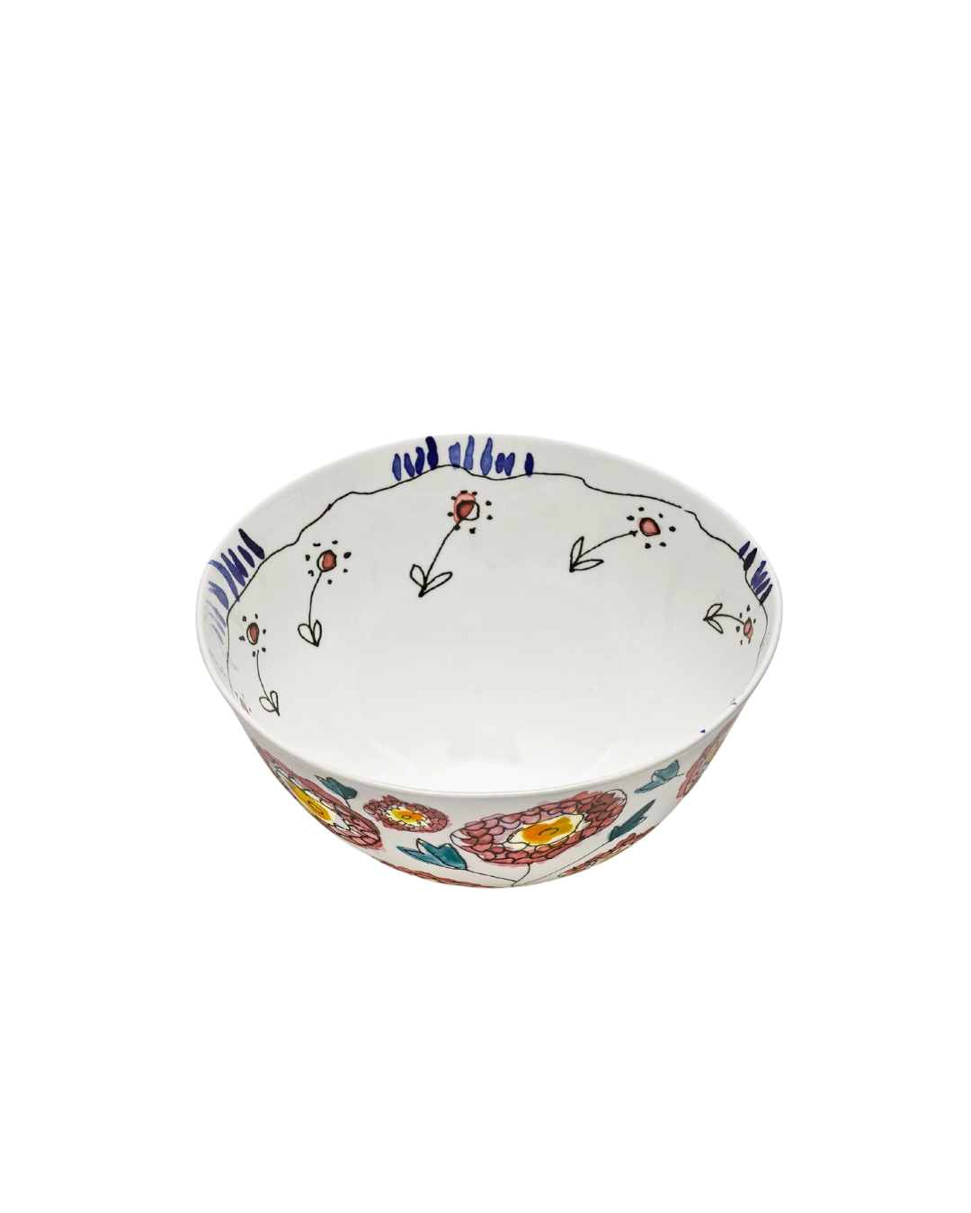 Serving Bowl L Anemone Milk Midnight Flowers - MARNI