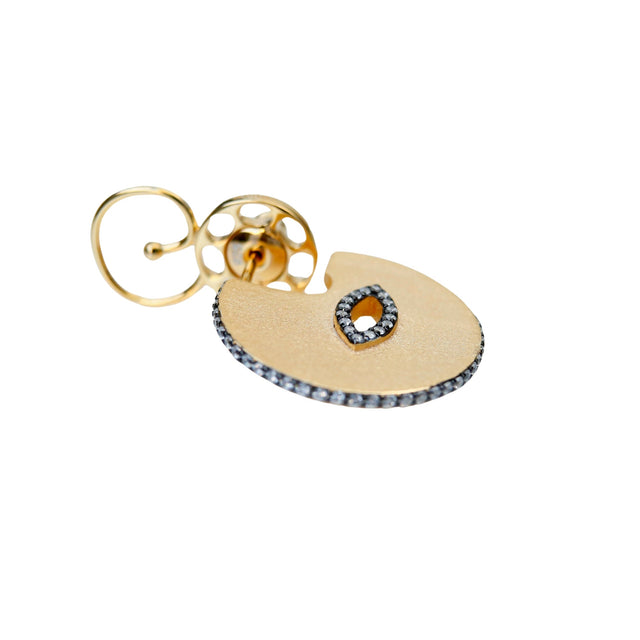 Round Disc Earrings With Eye And Heart