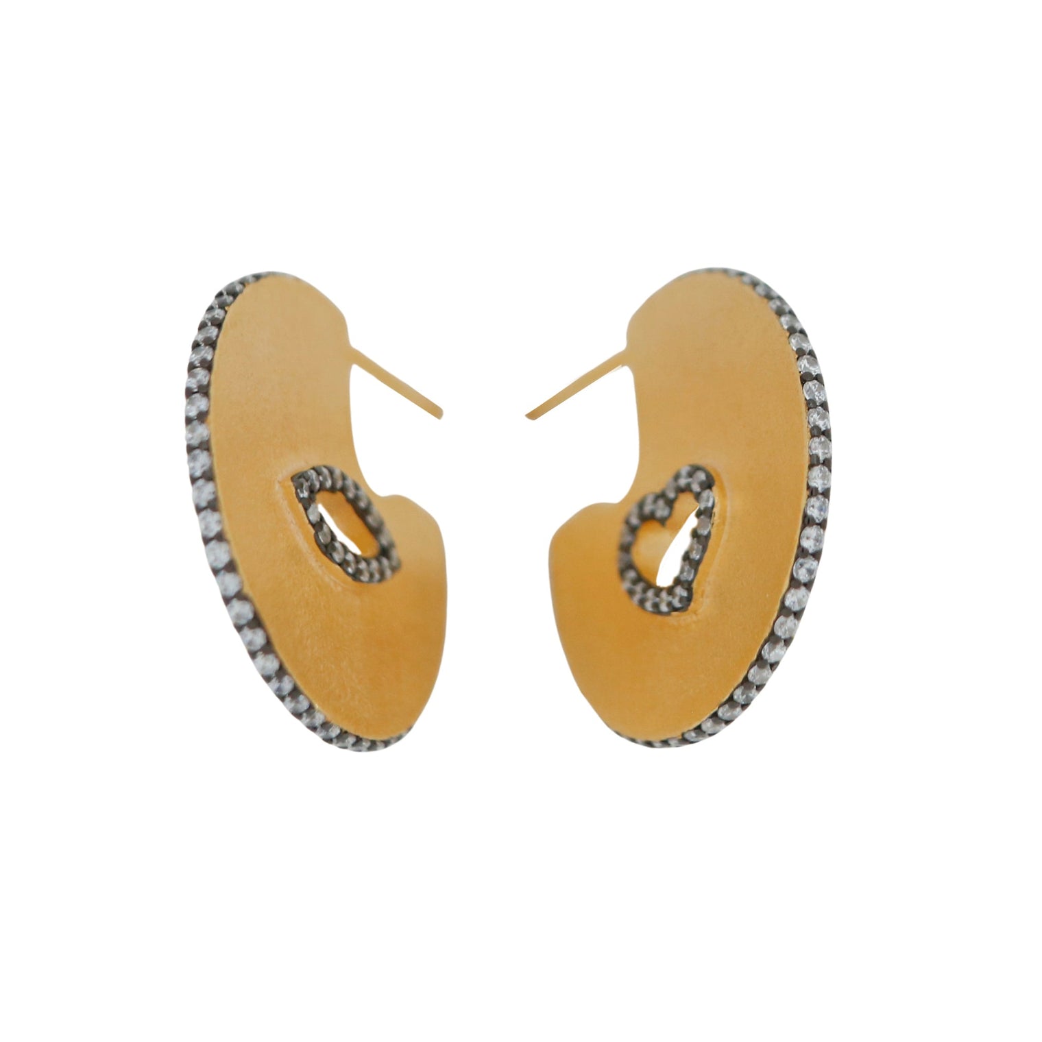 Round Disc Earrings With Eye And Heart